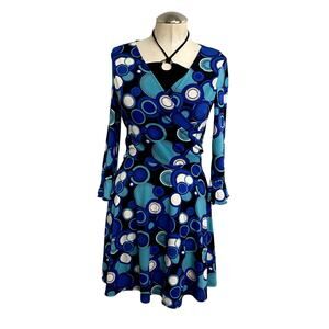 Vtg My Michelle Retro Boho Hippie Faux Wrap Fairy Layered Long Sleeve Dress 14